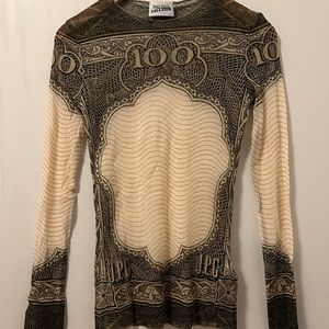 Jean Paul Gaultier JPG mesh top money print